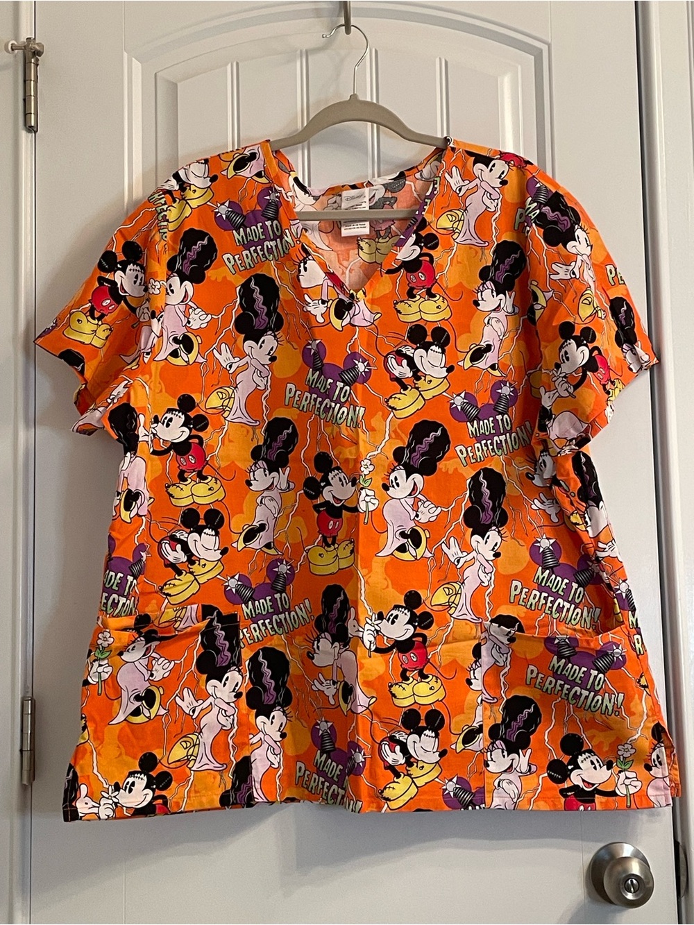 DISNEY Mickey and Minnie Mouse "Made to Perfection" Halloween Scrubs Set